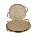 Set 3 Rustic Gold Metal Round Tray 6cm V637-DCO40698