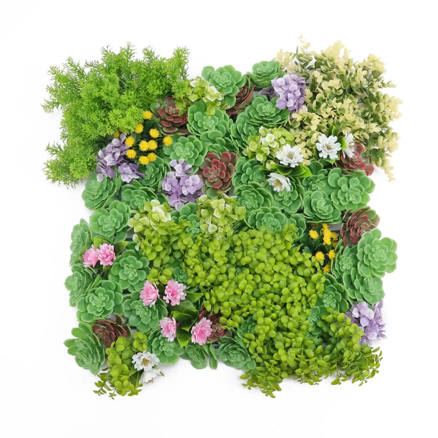 Artificial Dense Succulent Green Wall / Vertical Garden Panel 50cm x 50cm UV Resistant V637-DP0159883R