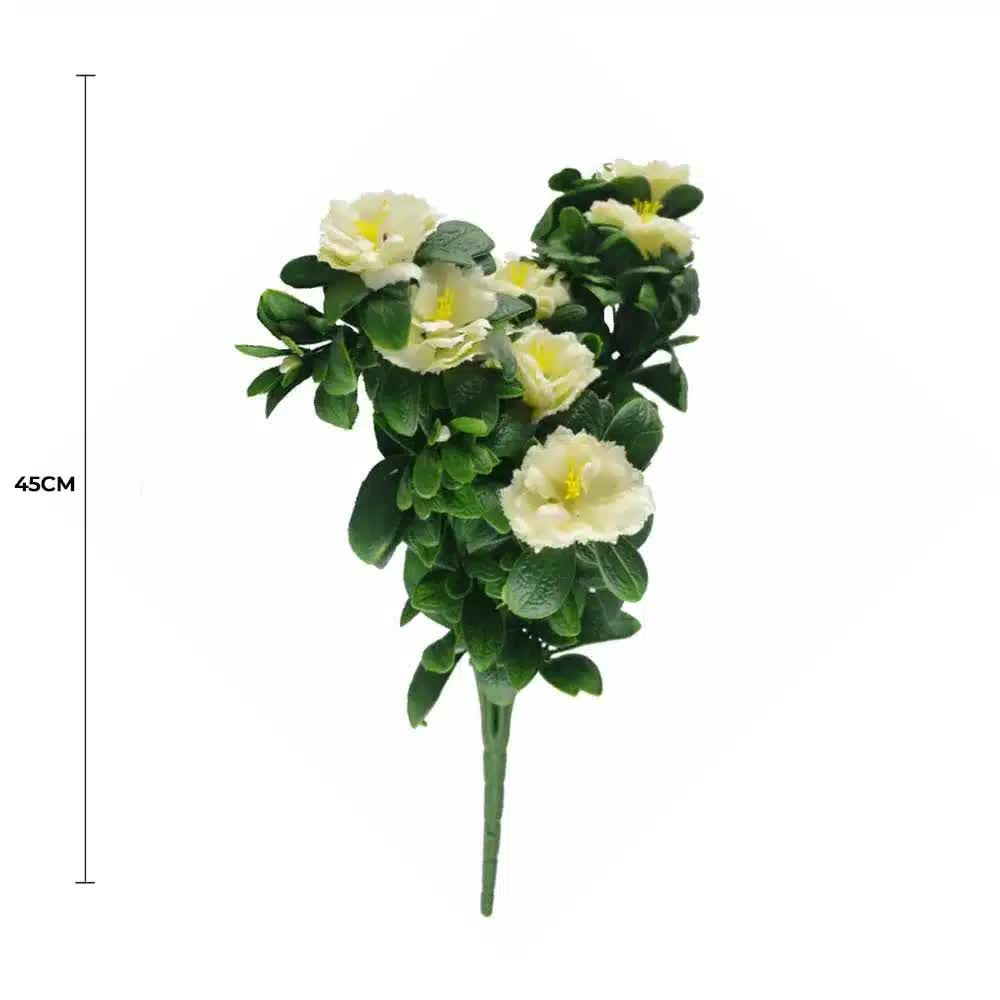 Premium Artificial White Rose Bunch UV Resistant 45cm V637-DP1005881