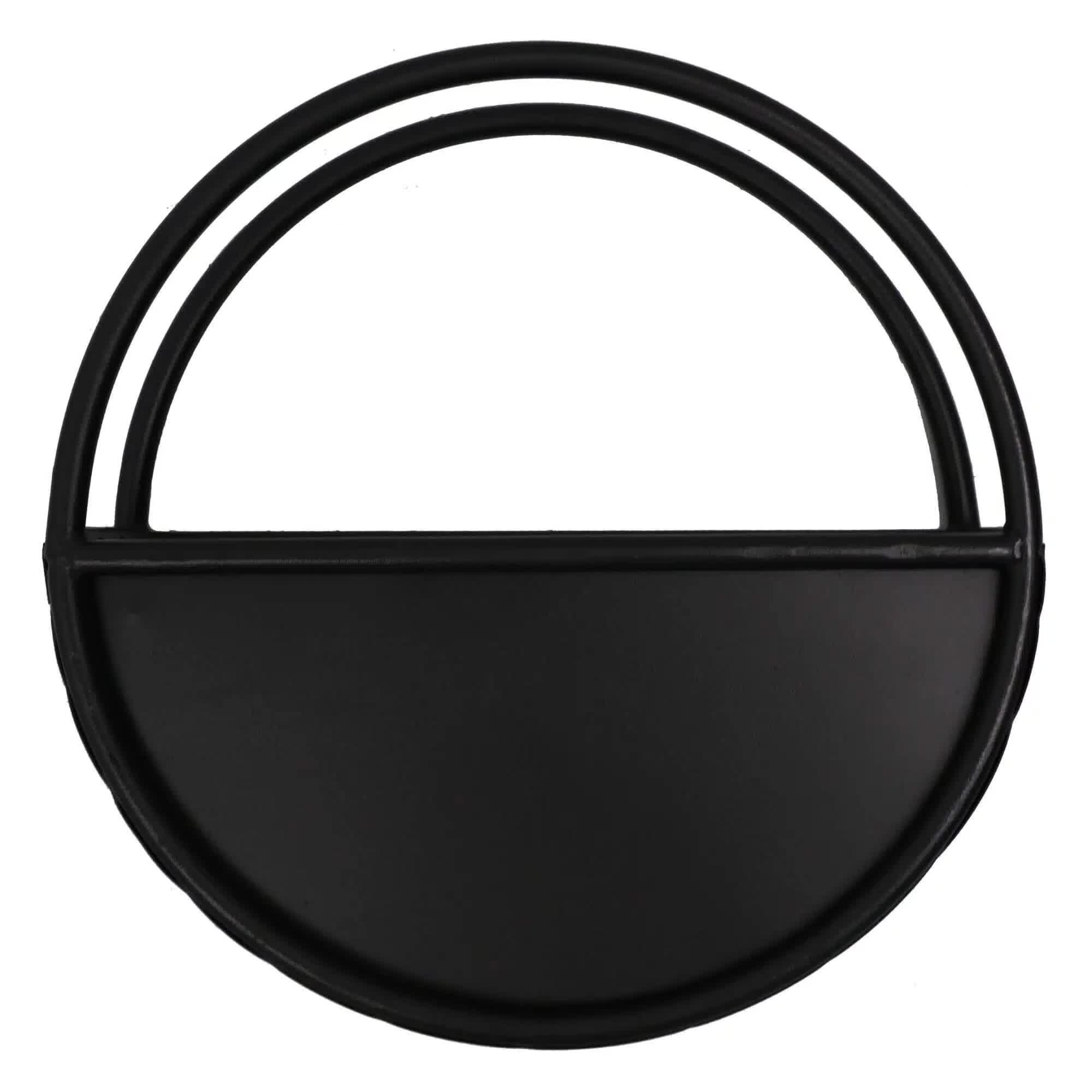 Premium Floating Half Moon / Semi Circle Metal Wall Planter | Onyx Black 35cm V637-DP10089