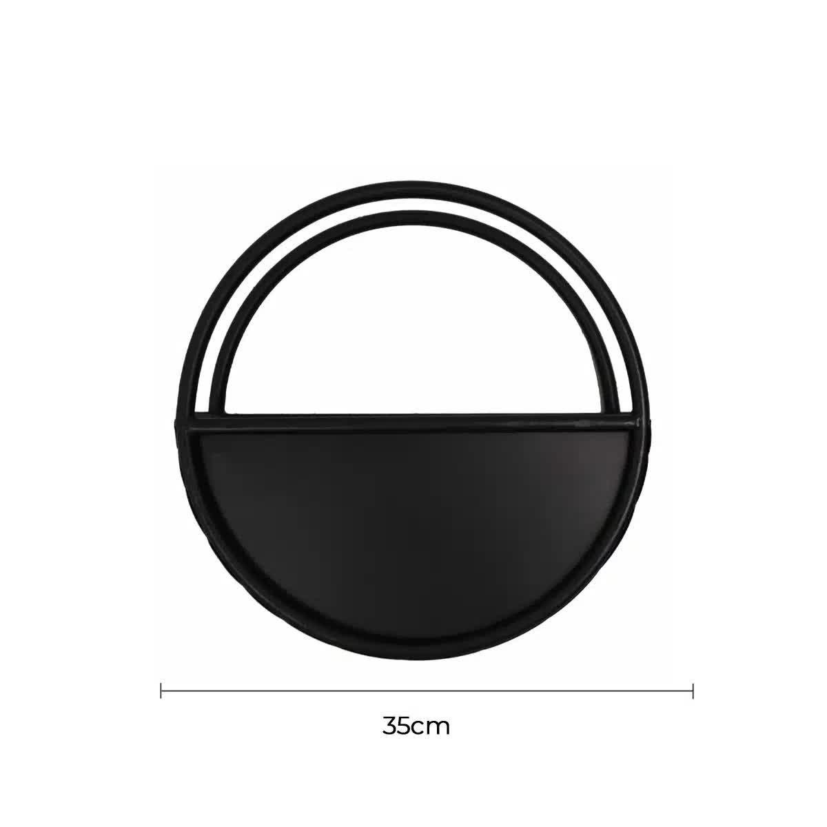 Premium Floating Half Moon / Semi Circle Metal Wall Planter | Onyx Black 35cm V637-DP10089