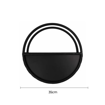 Premium Floating Half Moon / Semi Circle Metal Wall Planter | Onyx Black 35cm V637-DP10089
