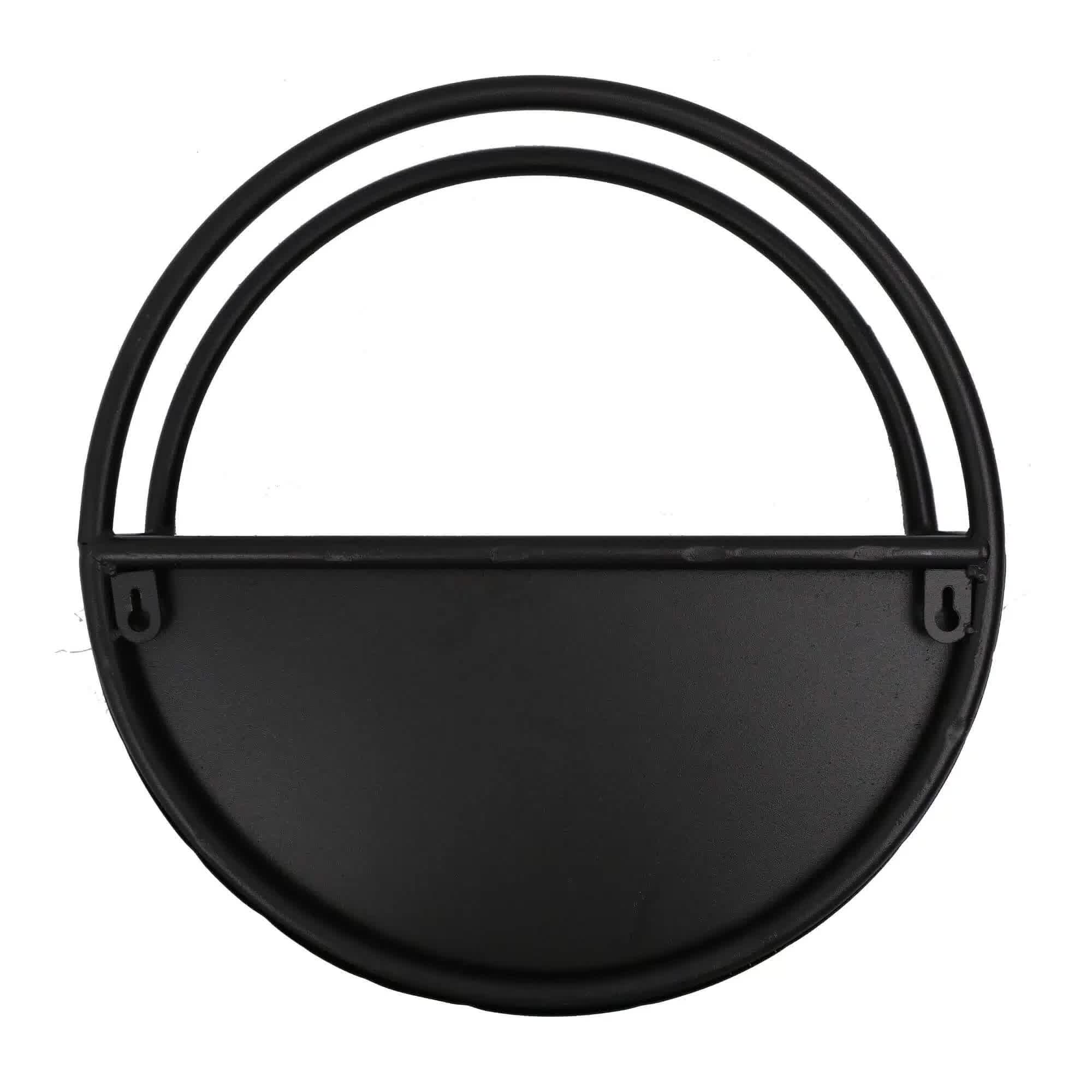 Premium Floating Half Moon / Semi Circle Metal Wall Planter | Onyx Black 35cm V637-DP10089