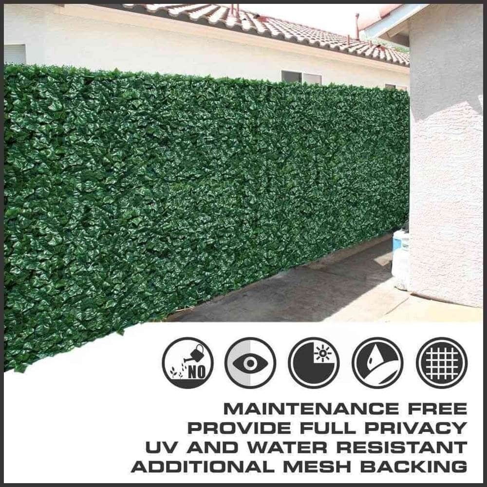 Artificial Ivy Leaf Hedging & Privacy Screen (Shade Cloth Backing Fake Ivy) 3m X 1m Roll V637-DP1008977
