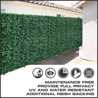 Artificial Ivy Leaf Hedging & Privacy Screen (Shade Cloth Backing Fake Ivy) 3m X 1m Roll V637-DP1008977