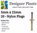 5mm x 25mm Nylon Plug (Masonry Surfaces) - 20 Pieces V637-DP1012507