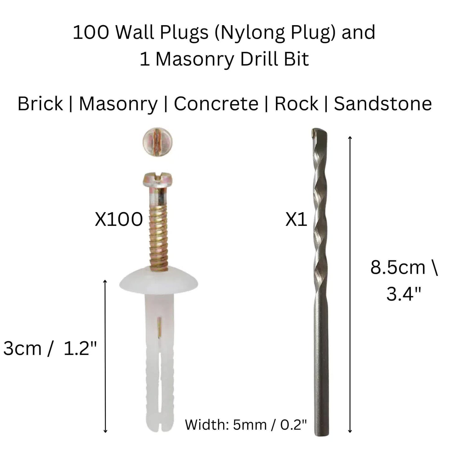 5mm x 25mm Nylon Plug (Masonry Surfaces) - 100 Pieces V637-DP1012511
