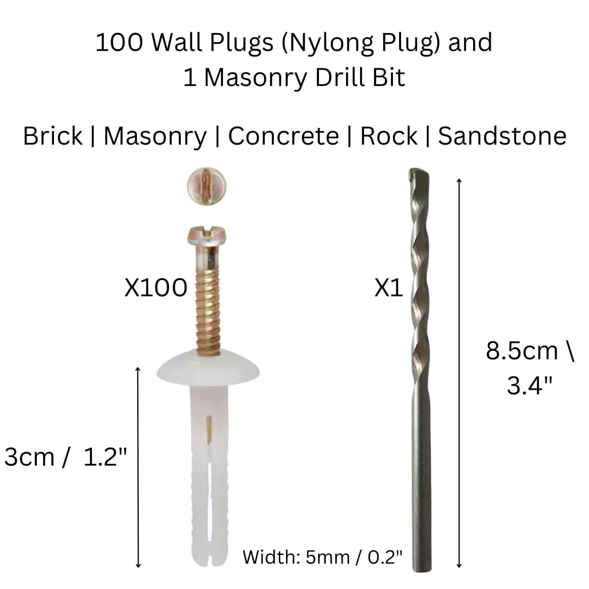 5mm x 25mm Nylon Plug (Masonry Surfaces) - 100 Pieces V637-DP1012511