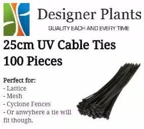 25cm UV Cable ties (wire, mesh or surfaces with holes) - 100 Pack V637-DP1012512