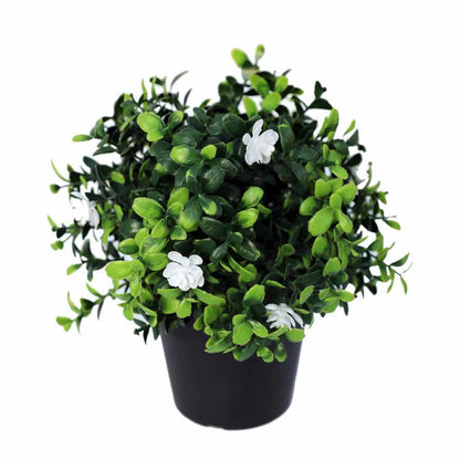 Small Potted Artificial Flowering Boxwood Plant UV Resistant 20cm V637-DP1013090
