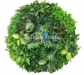Artificial Green Wall Disc Art 150cm Mixed Ivy and Philodendron (Onyx Black) V637-DP1013968B