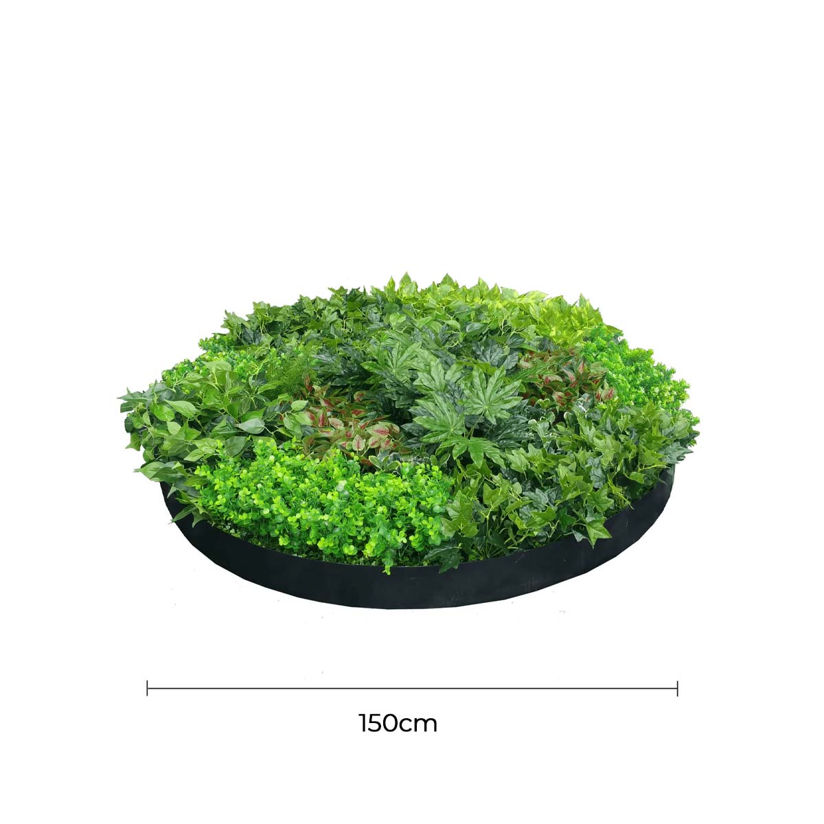 Artificial Green Wall Disc Art 150cm Mixed Ivy and Philodendron (Onyx Black) V637-DP1013968B