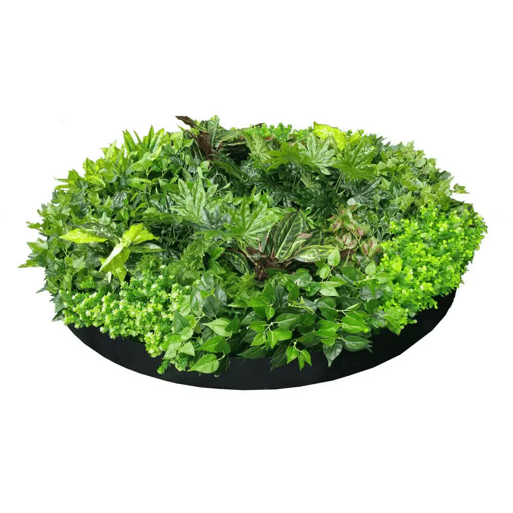 Artificial Green Wall Disc Art 150cm Dense Green Sensation (Onyx Black) V637-DP1013972B