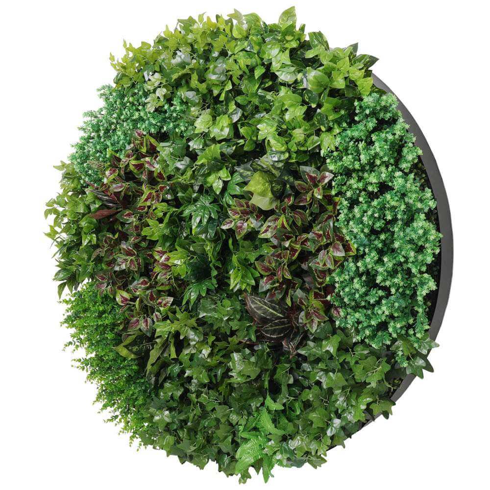 Artificial Green Wall Disc Art 150cm Dense Green Sensation (Onyx Black) V637-DP1013972B
