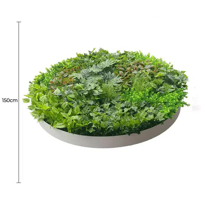 Artificial Green Wall Disc Art 150cm Dense Green Sensation (Fresh White) V637-DP1013972W