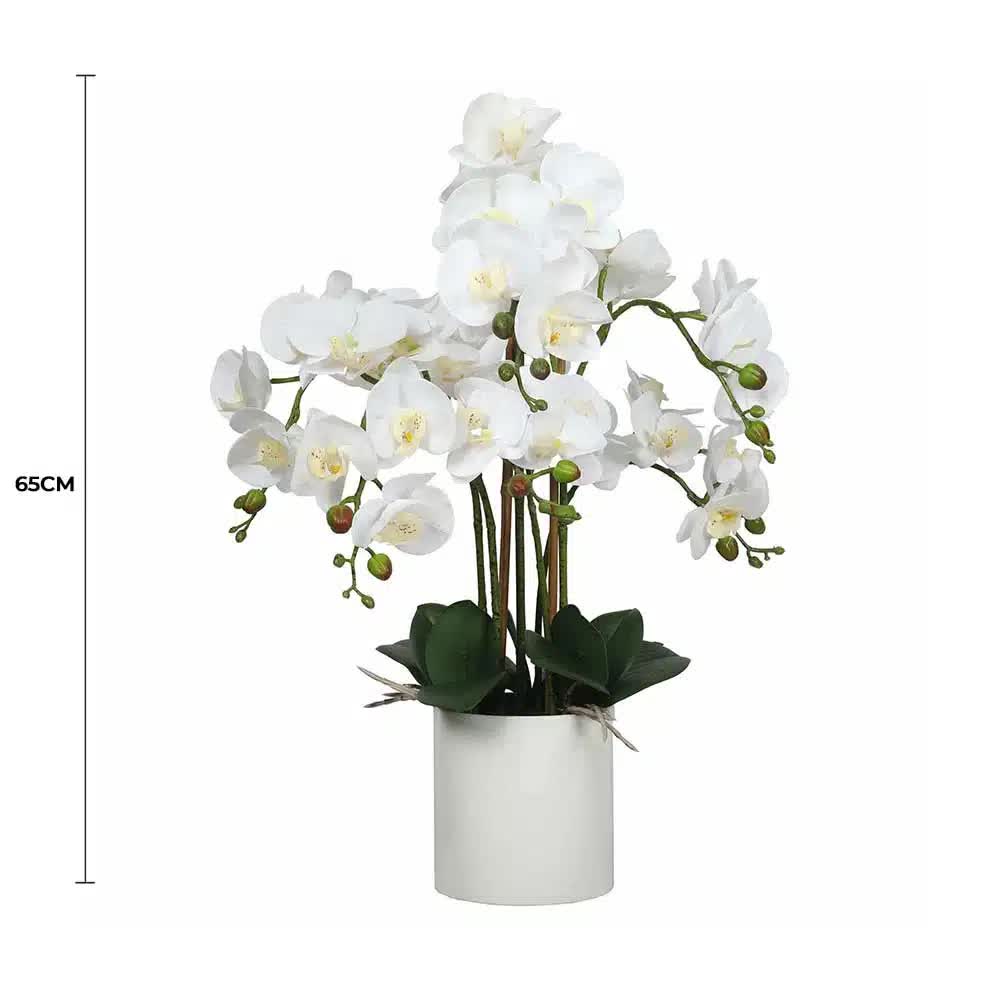 Large Multi-Stem White Potted Faux Orchid 65cm V637-DP1018513