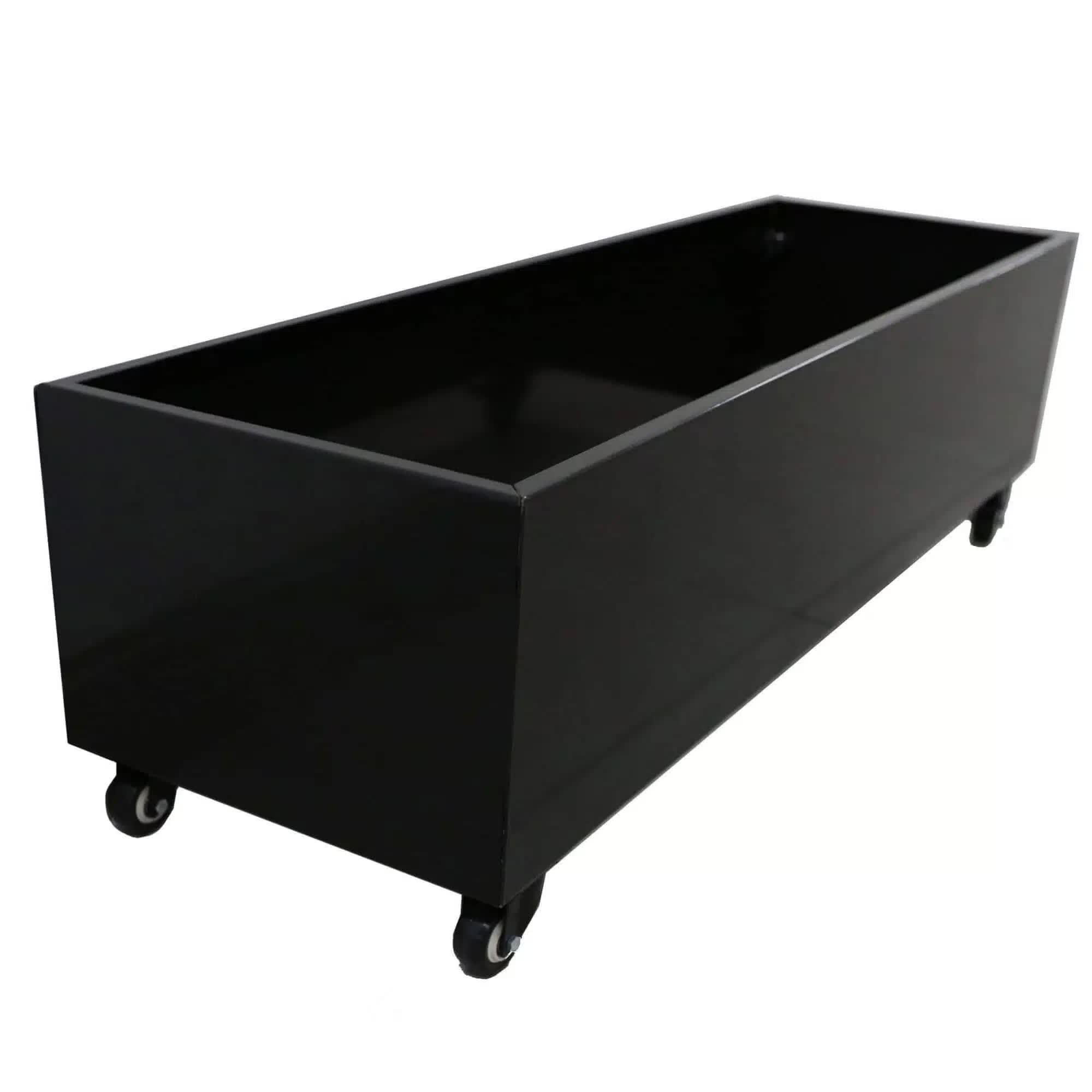 Black Metal Planter Medium + Wheels V637-DP10187880