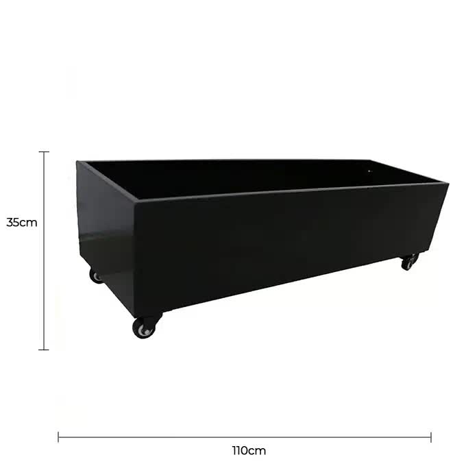 Black Metal Planter Medium + Wheels V637-DP10187880