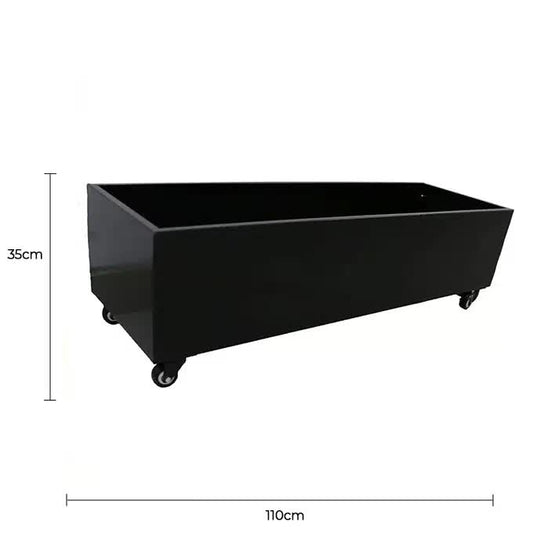 Black Metal Planter Medium + Wheels V637-DP10187880