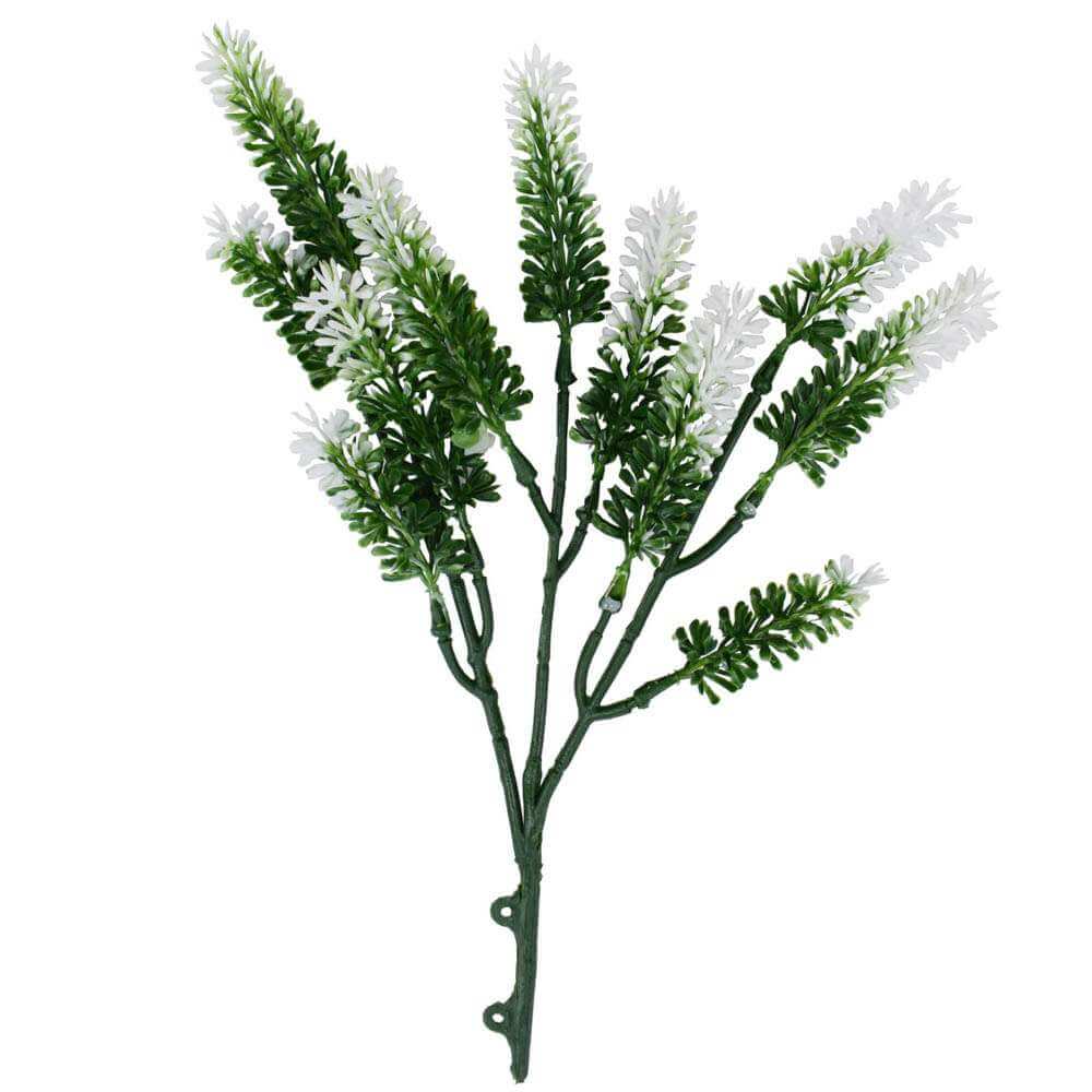 Small White Artificial Lavender Stem UV Resistant 26cm V637-DP1020719