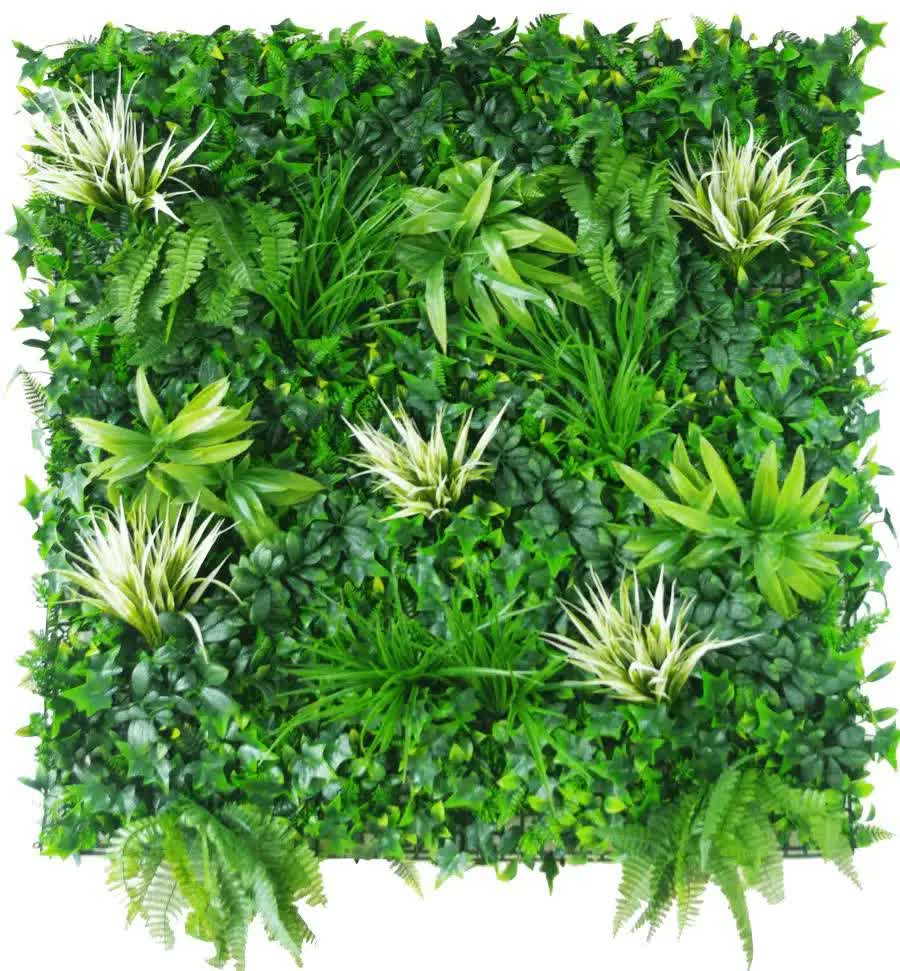 White Grassy Greenery Vertical Garden / Green Wall UV Resistant 100cm x 100cm V637-DP1070228