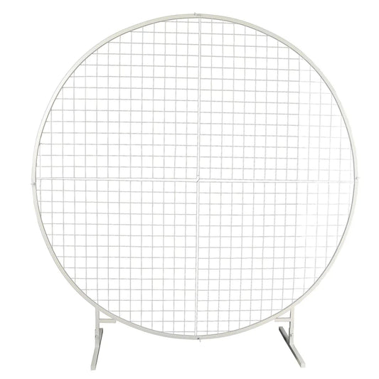 Sturdy Circular Flower Wall / Event Stand 200cm Diameter (White Frame) V637-DP1140700W