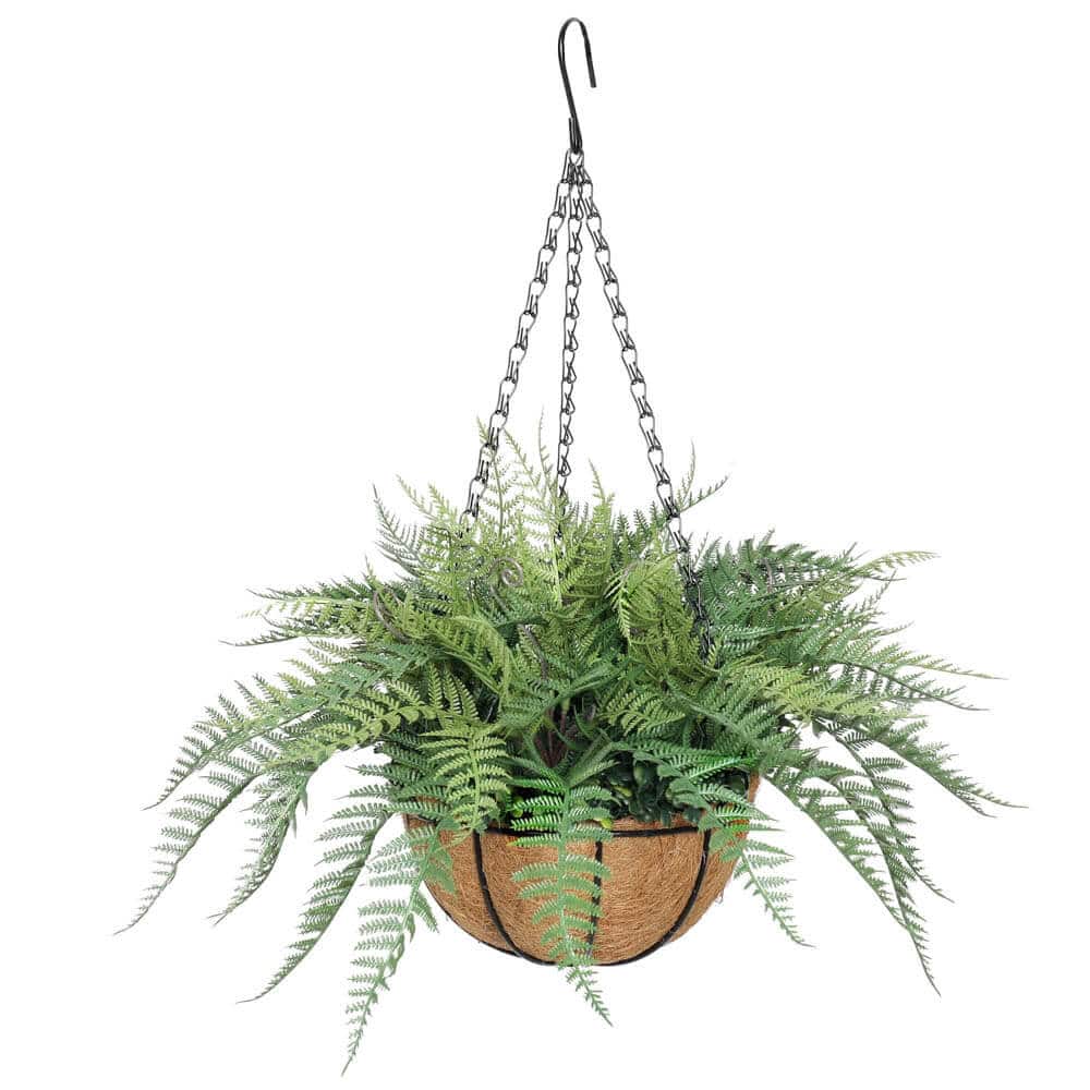 Artificial Potted Fern Hanging Basket (Fresh Green) UV Resistant 55cm V637-DP1159658