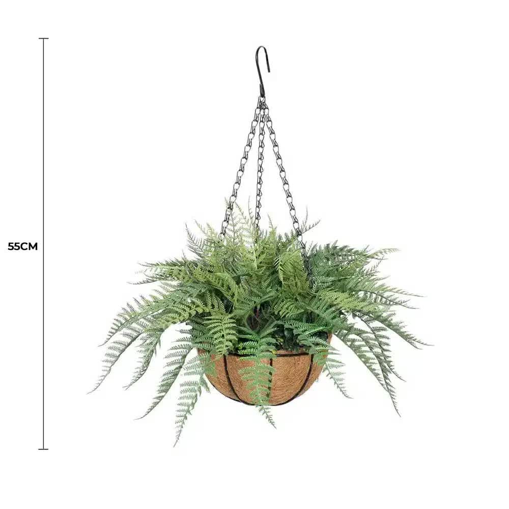 Artificial Potted Fern Hanging Basket (Fresh Green) UV Resistant 55cm V637-DP1159658