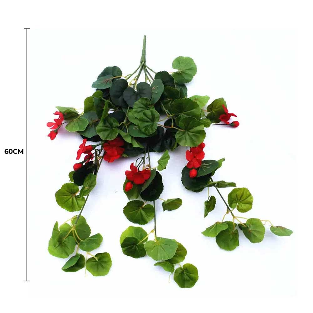 Artificial Geranium Hanging Bush with Red Flowers 60cm V637-DP1165190
