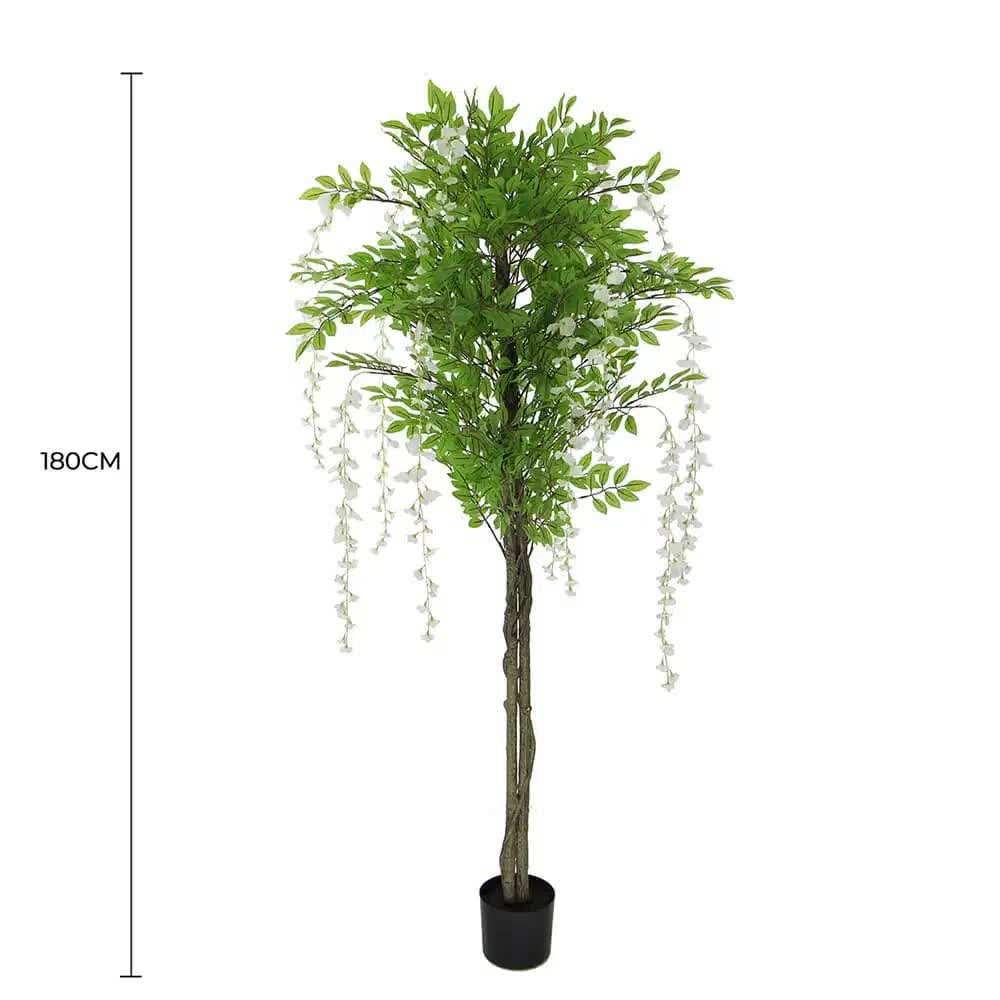Flowering Artificial Wisteria with White Flowers 180cm V637-DP1166618N