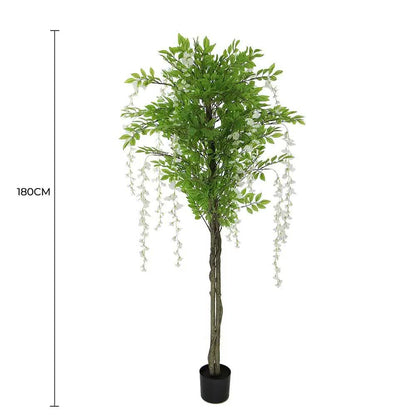 Flowering Artificial Wisteria with White Flowers 180cm V637-DP1166618N