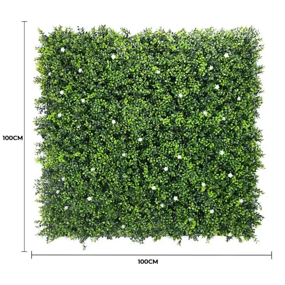 Luxury Flowering Artificial Buxus Hedge Panel UV Resistant Sample V637-DP119067