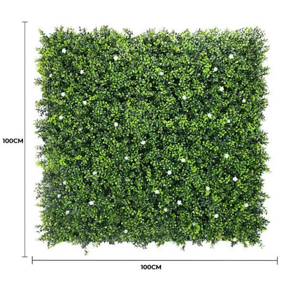 Luxury Flowering Artificial Buxus Hedge Panel UV Resistant Sample V637-DP119067