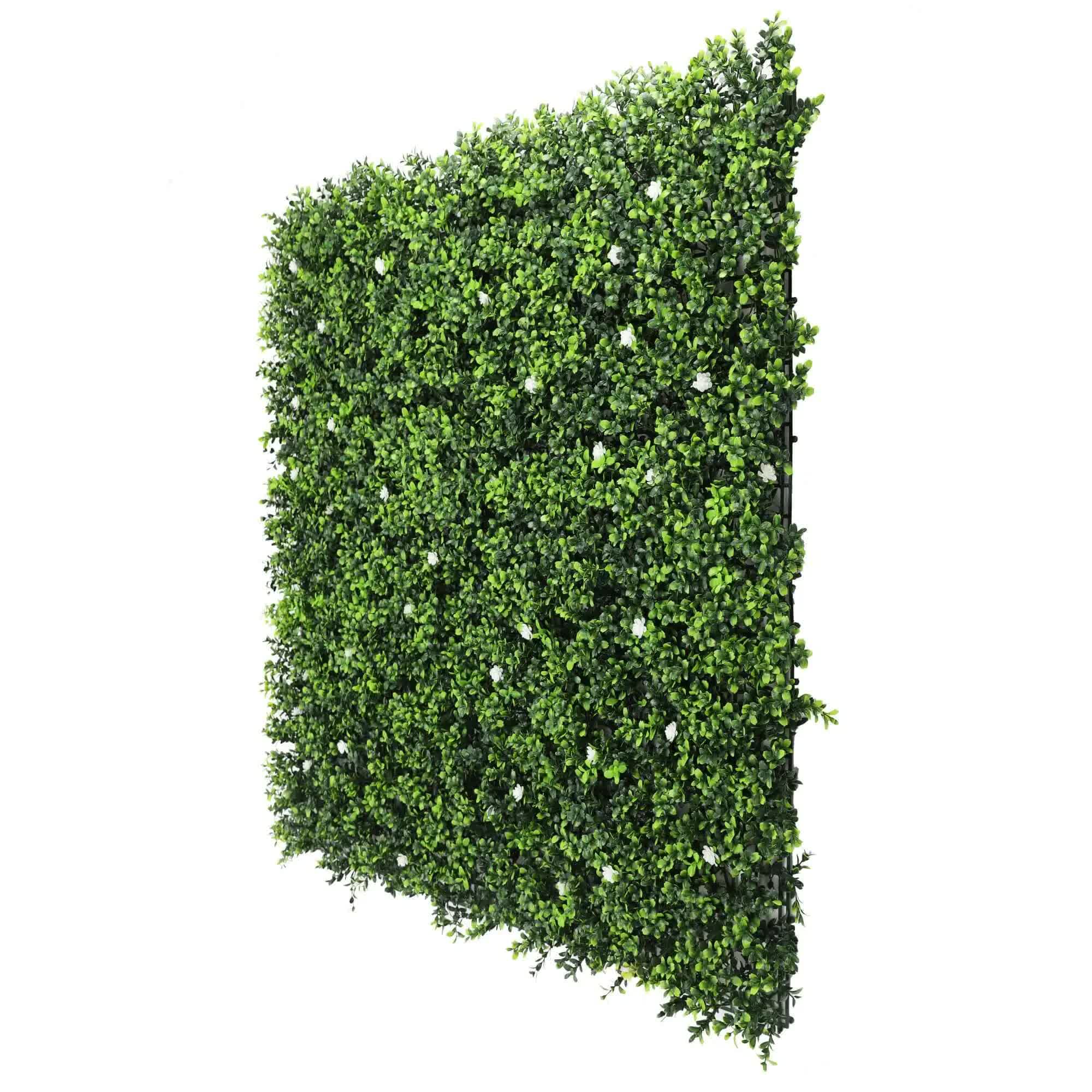 Luxury Flowering Artificial Buxus Hedge Panel UV Resistant Sample V637-DP119067
