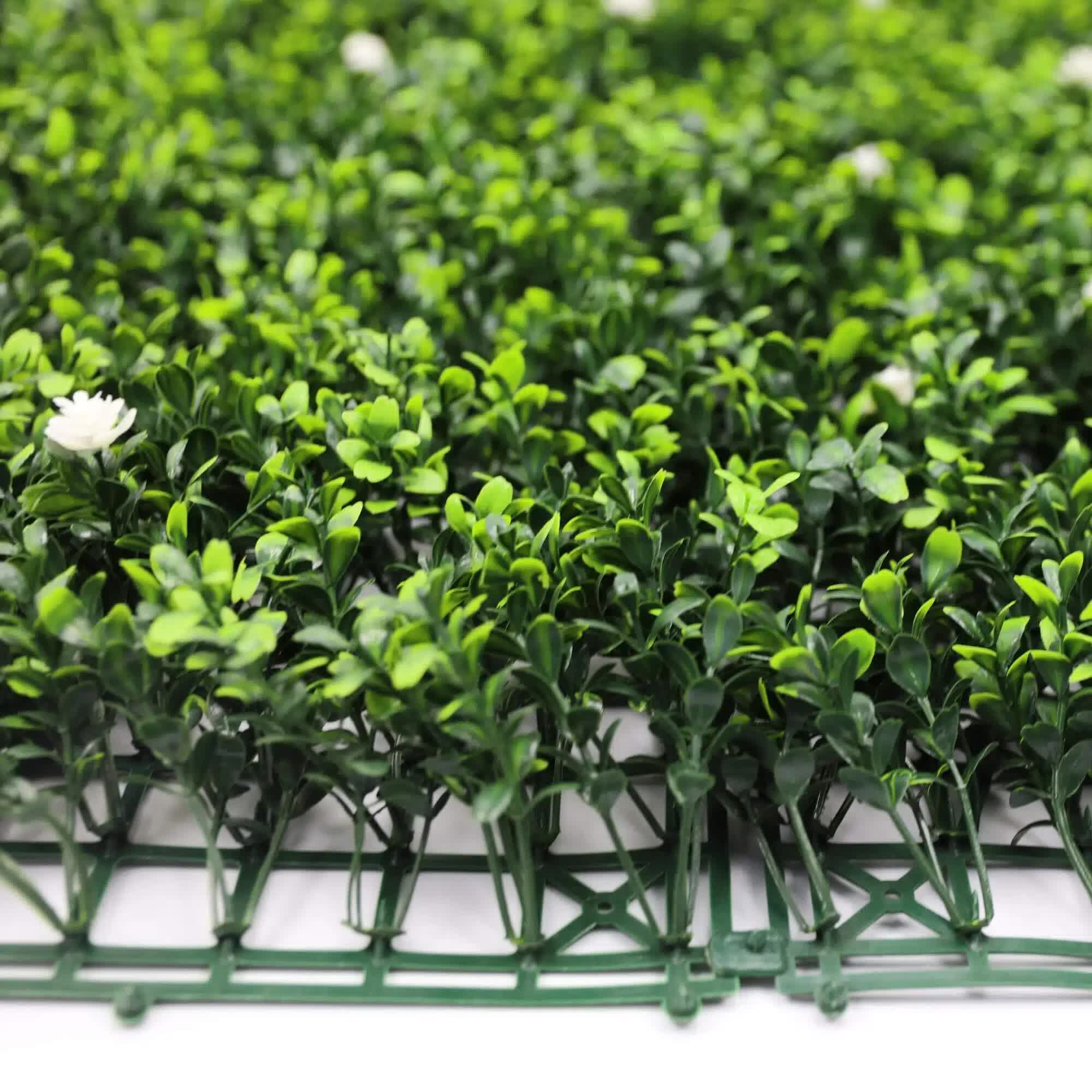 Luxury Flowering Artificial Buxus Hedge Panel UV Resistant Sample V637-DP119067