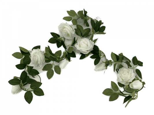 Flowering White Artificial Rose Garland 190cm V637-DP1191290