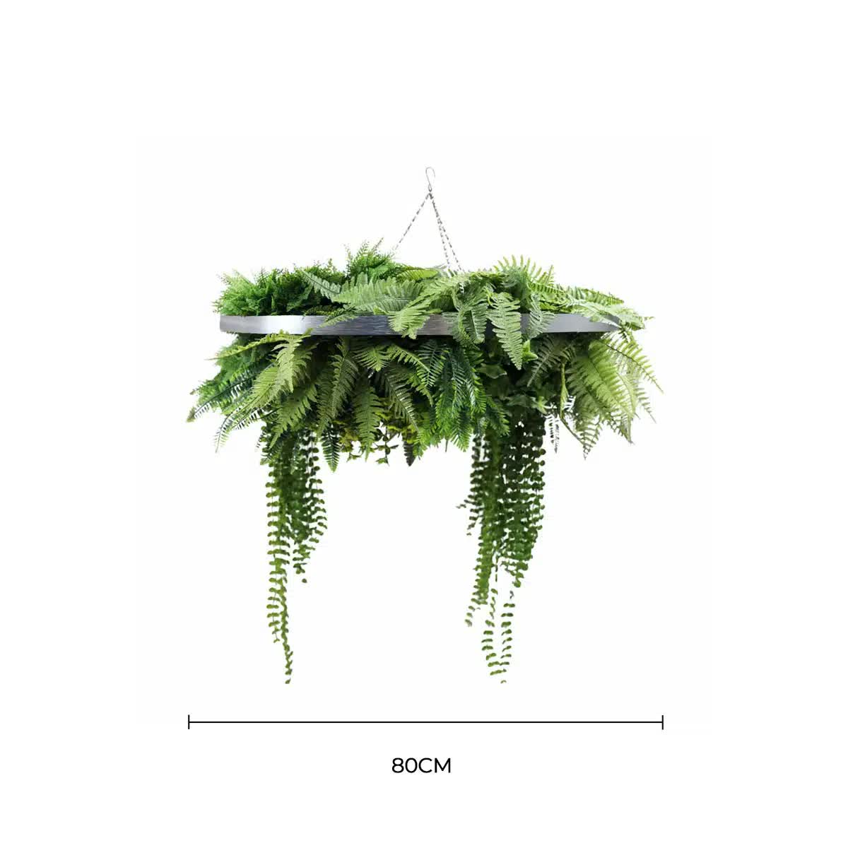 Silver Artificial Hanging Green Wall Disc 80cm UV Resistant Foliage V637-DP1191772S