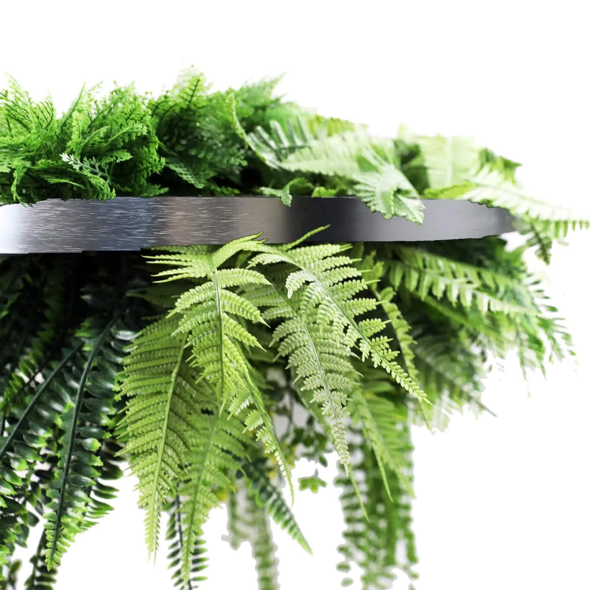 Silver Artificial Hanging Green Wall Disc 80cm UV Resistant Foliage V637-DP1191772S