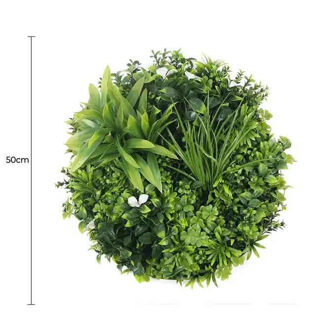 Three Flowering White Green Wall Disc UV Resistant 50cm Bundle V637-DP1194104