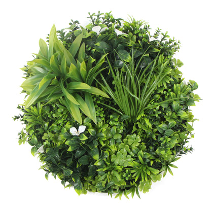 Two Flowering White Green Wall 50cm Discs and Six Flowering Stems Bundle V637-DP1194114