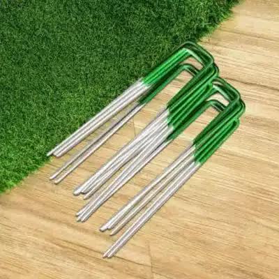 Artificial Grass Roll Pegs / Fake Grass Galvanized Metal Pegs with Green Top 10 Pieces V637-DP1220543
