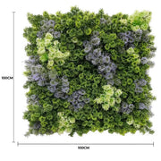 Vivid Purple and Green Moss Panel UV Resistant 100cm x 100cm (Back Order Only) V637-DP1225254