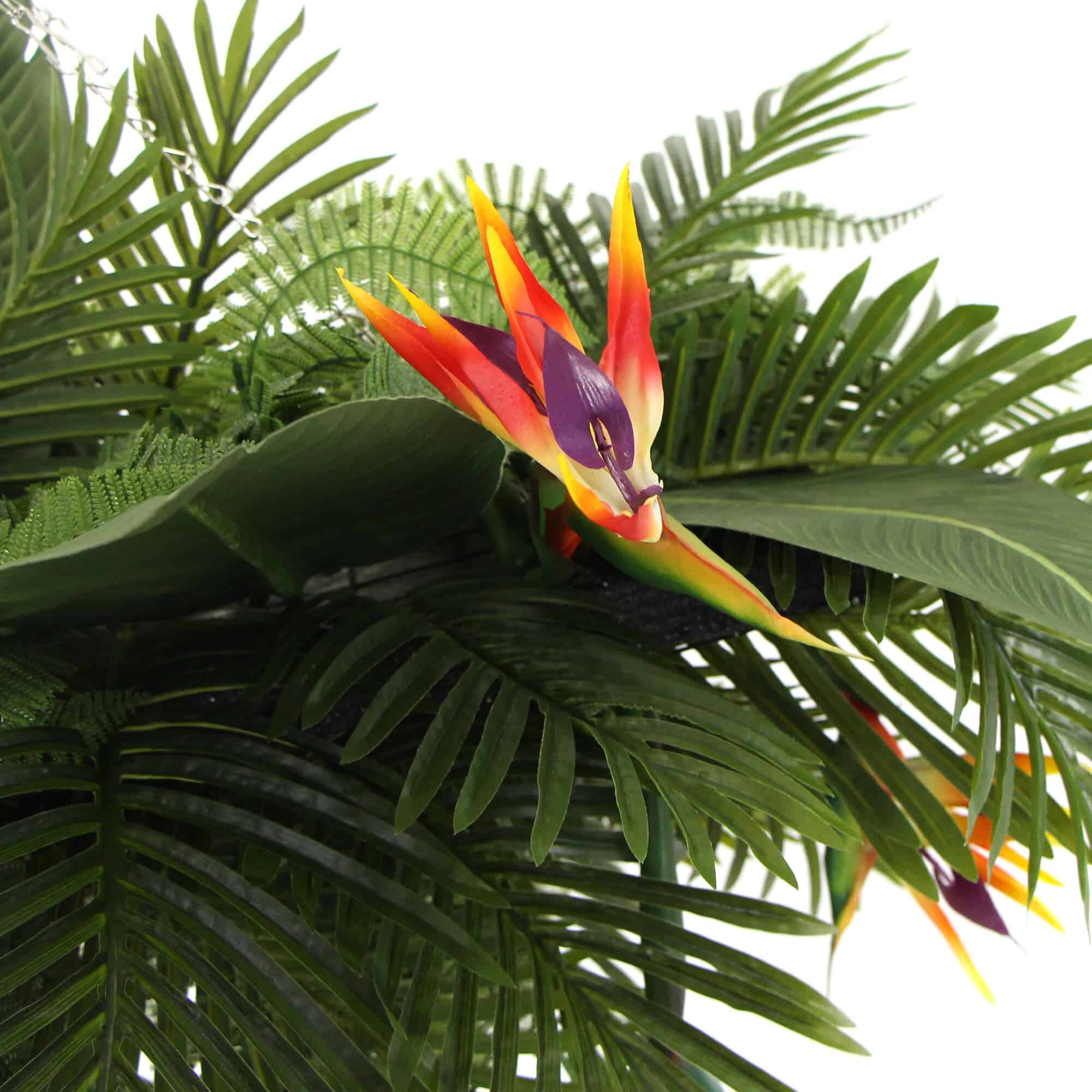 Artificial Hanging Plant Arrangement With Tropical Flowers in a Rectangular Arrangement 100cm x 30cm Mesh + V637-DP1227403