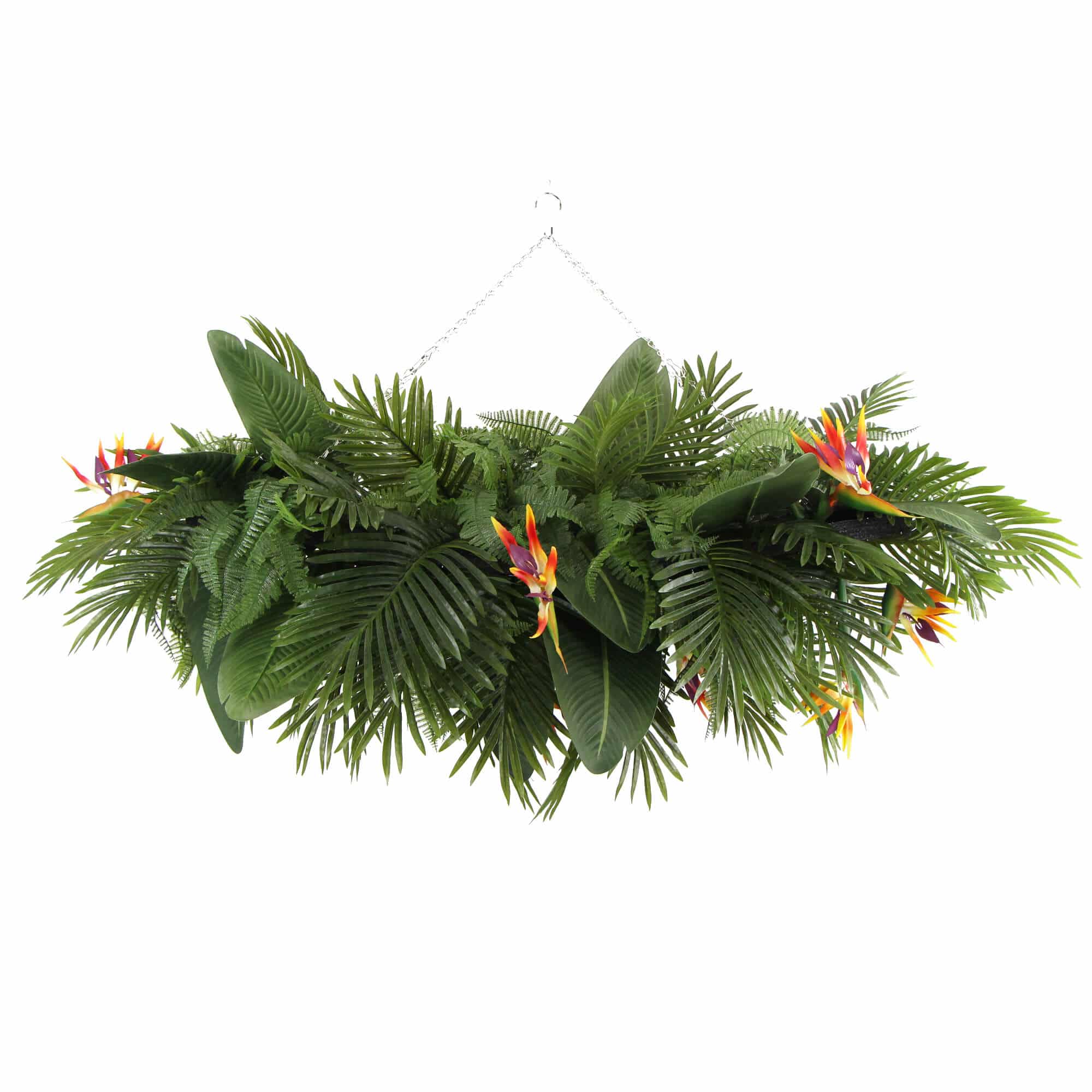 Artificial Hanging Plant Arrangement With Tropical Flowers in a Rectangular Arrangement 100cm x 30cm Mesh + V637-DP1227403
