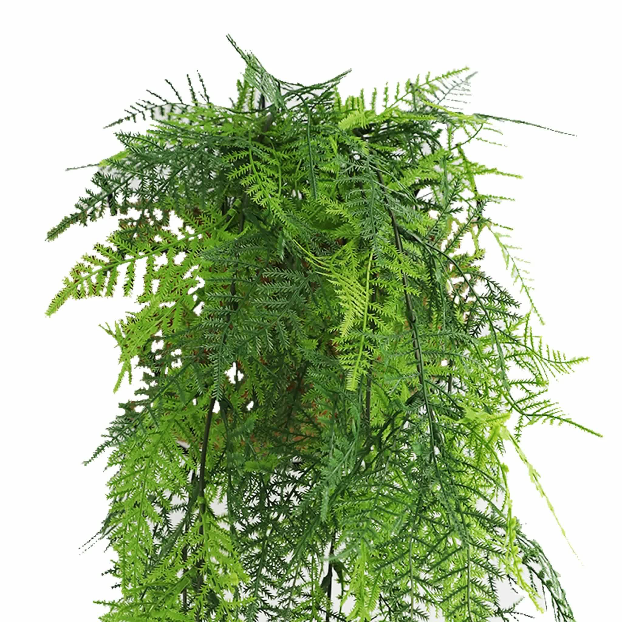 Artificial Hanging Lace Fern Vivid Green Garland Bush UV Resistant and Fire Rated 15cm x 76cm V637-DP1238FR