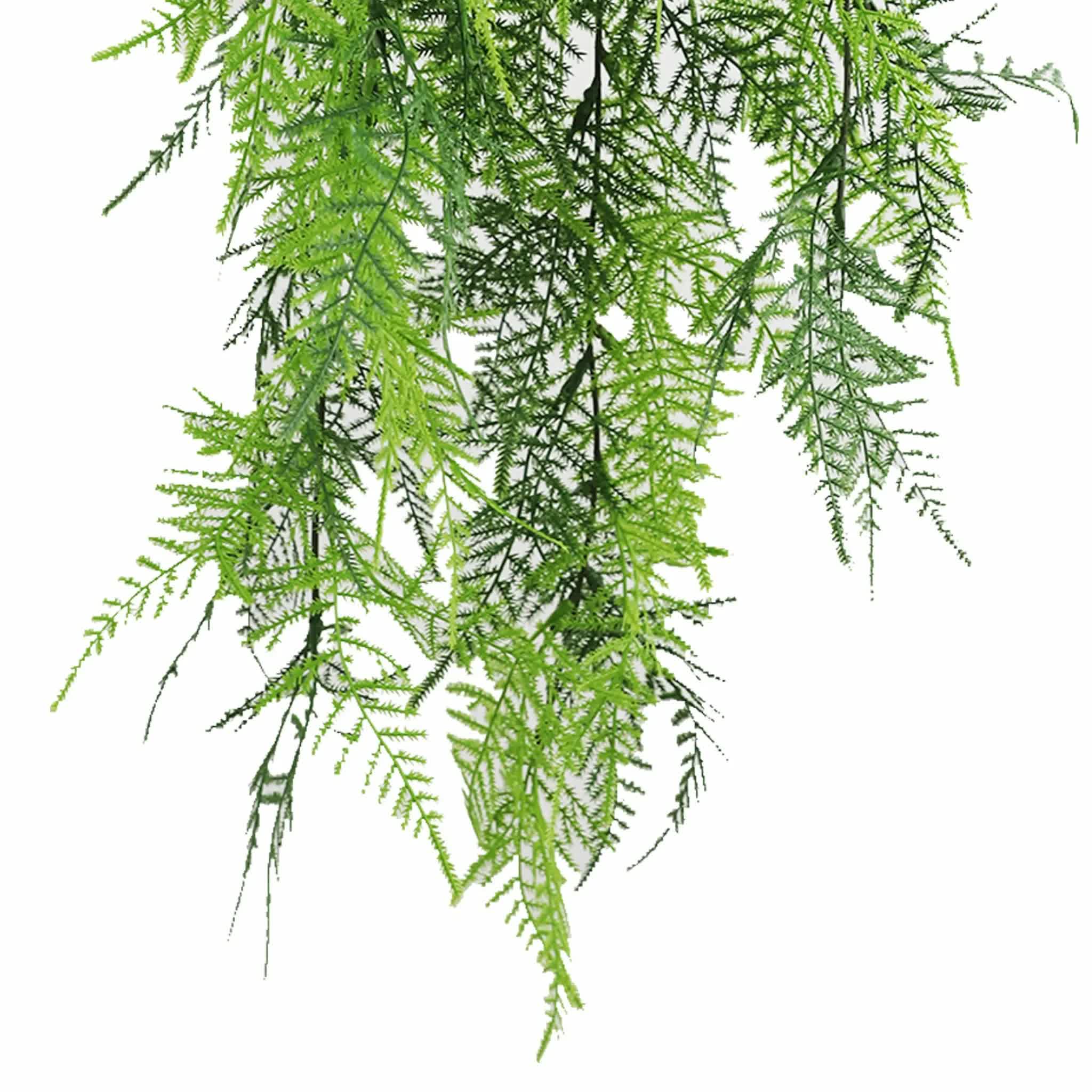 Artificial Hanging Lace Fern Vivid Green Garland Bush UV Resistant and Fire Rated 15cm x 76cm V637-DP1238FR