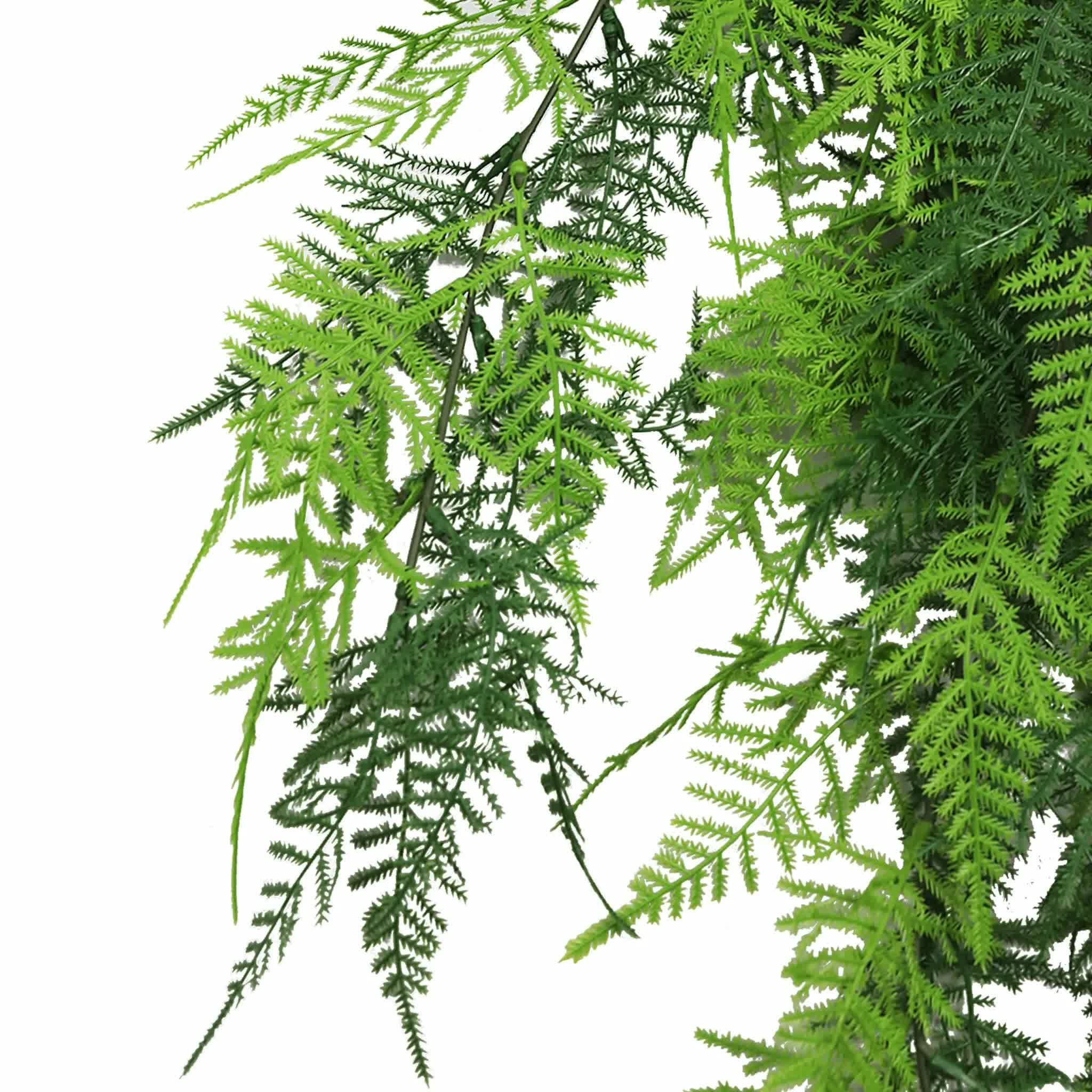 Artificial Hanging Lace Fern Vivid Green Garland Bush UV Resistant and Fire Rated 15cm x 76cm V637-DP1238FR