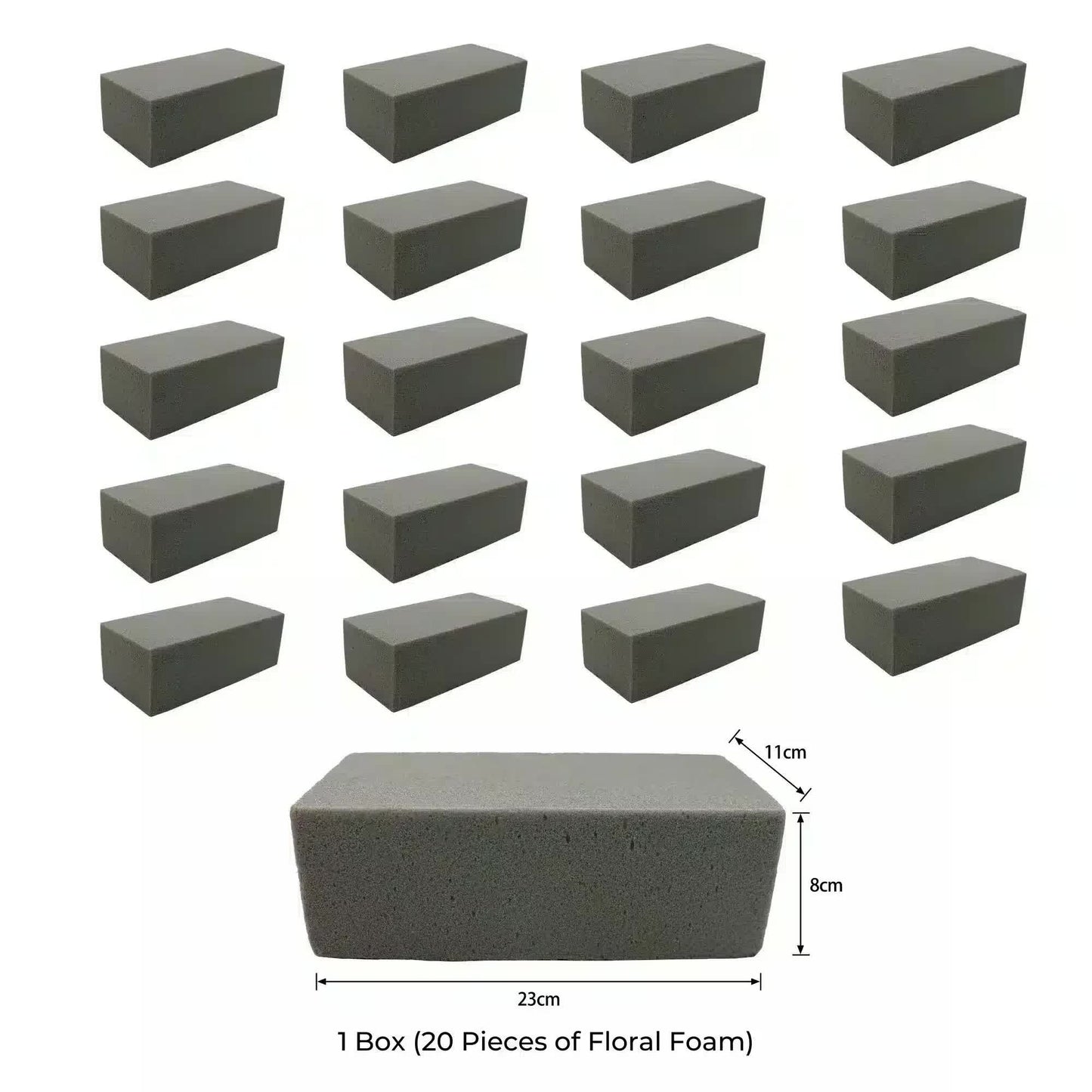 20 Pieces of Dry Floral Foam Bricks 23cm x 11cm x 8cm (Artificial Plant Foam Blocks - formaldehyde FREE) V637-DP1240875