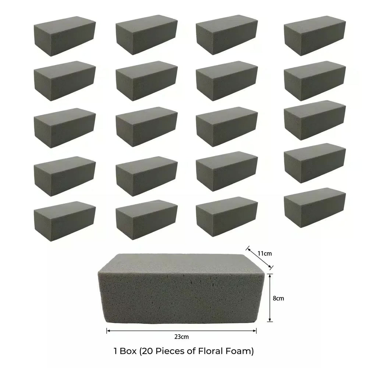 20 Pieces of Dry Floral Foam Bricks 23cm x 11cm x 8cm (Artificial Plant Foam Blocks - formaldehyde FREE) V637-DP1240875