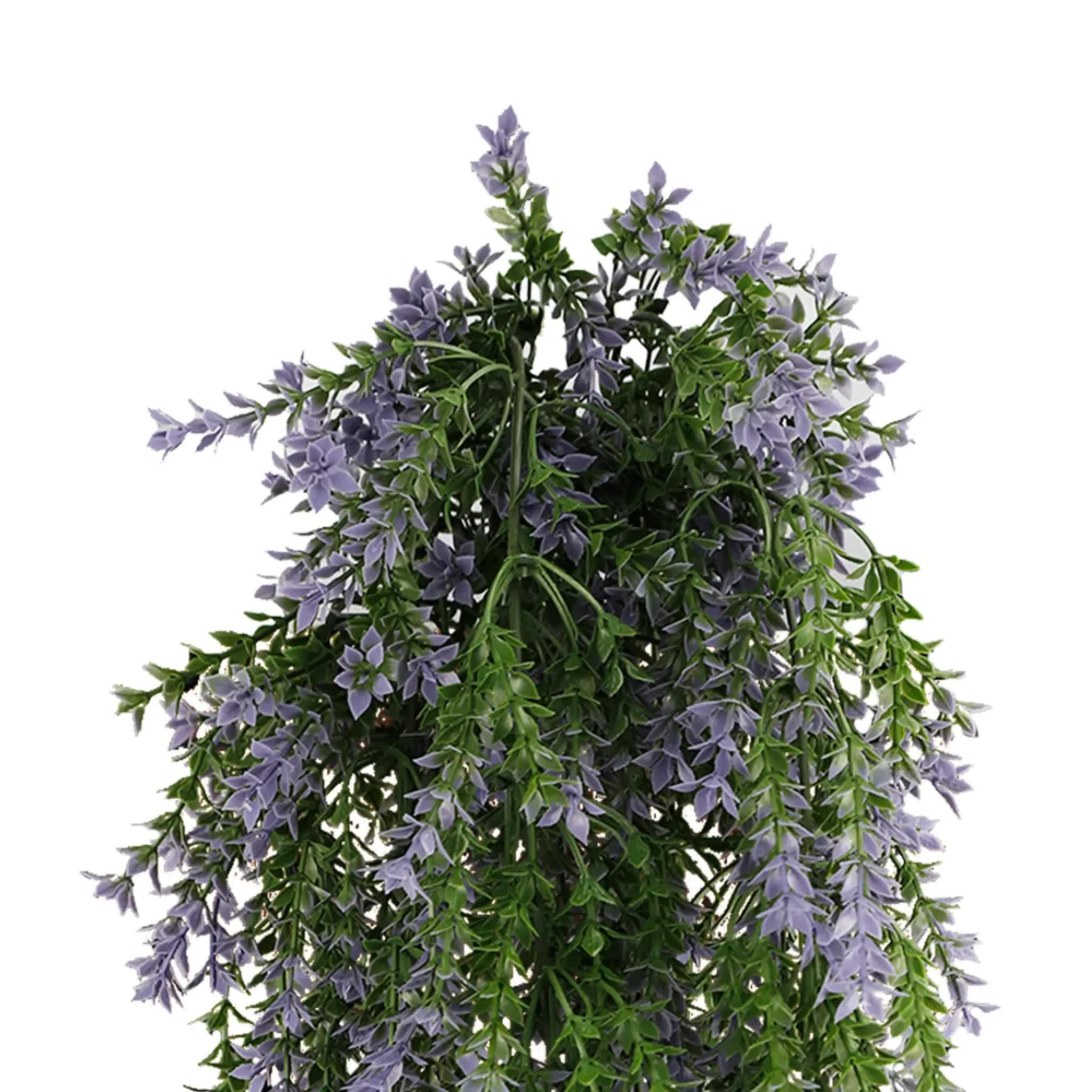 Artificial Hanging Purple and Green Willow Leaf Garland Bush UV Resistant and Fire Rated 20cm x 76cm V637-DP1242FR